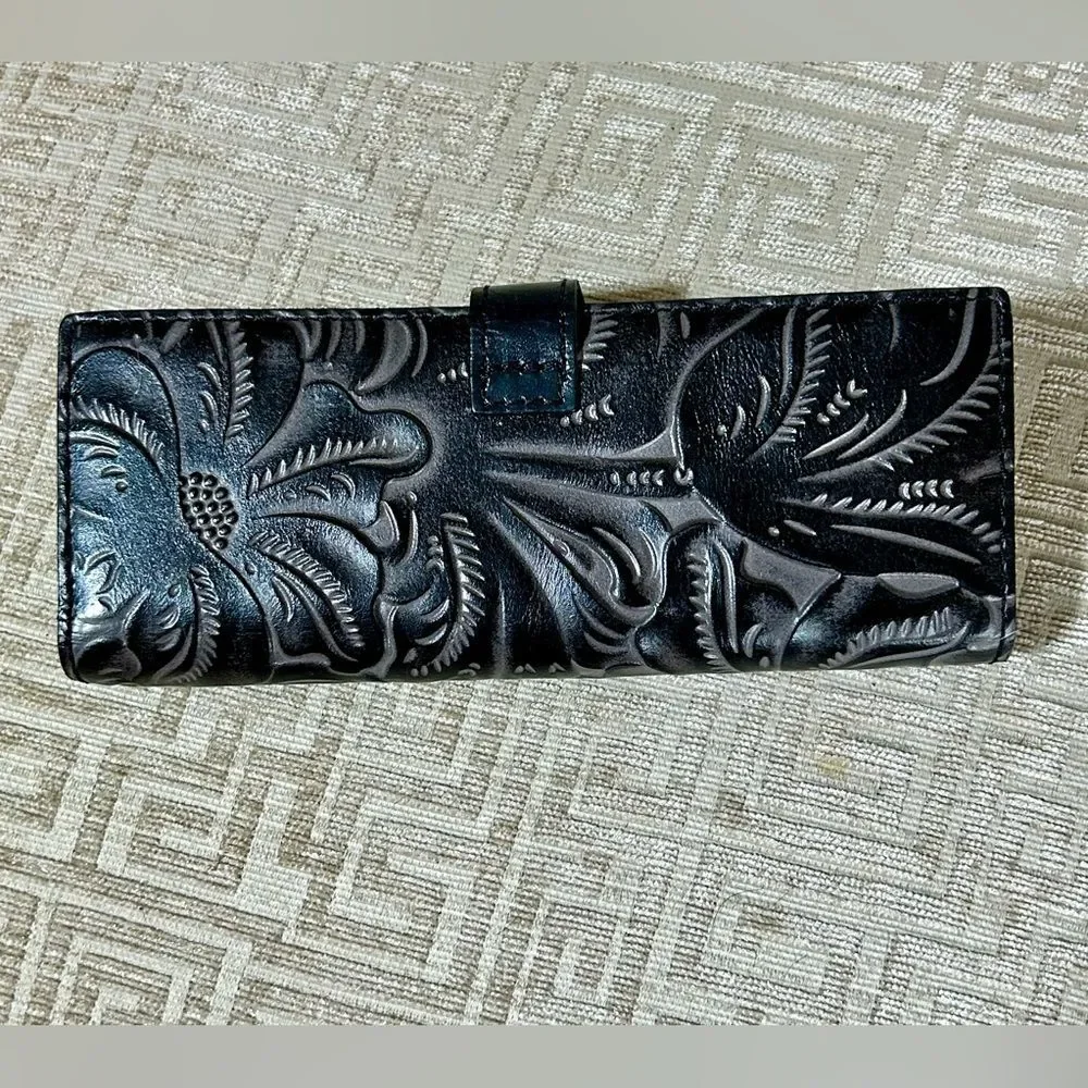 Patricia Nash Marotta Card Holder Wallet Style Hand tooled Black